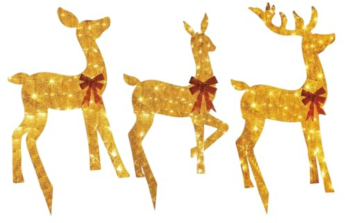Weihnachtsbeleuchtung für den Außenbereich, 3-teilig, Weihnachtsdekoration aus Acryl, 2D, Weihnachtsdekoration für Garten, Vorgarten, Hinterhof, Eingang, Winter