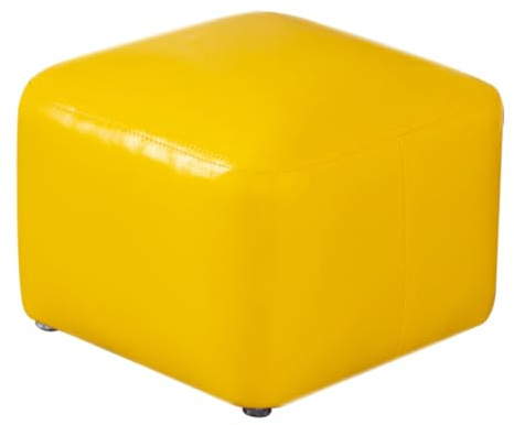 HJZZQH Gelber, quadratischer, mit Leder gepolsterter Ottoman-Fußhocker, 30 x 30 x 22 cm, kreative, niedliche Fußützendekoration für das Wohnzimmer