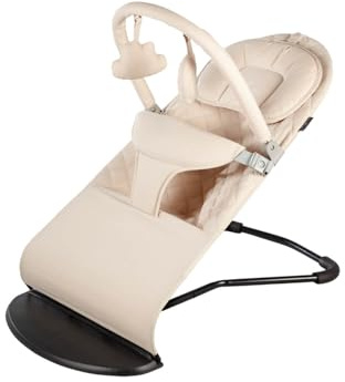 Born Lucky Babywippe Verstellbar & Faltbar – Wippe Mit Spielbogen, Leicht & Komfortabel, Beruhigende Schaukelbewegung, Kompakt Zusammenklappbar Für Zuhause & Unterwegs (Beige)