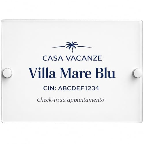 Targa per Casa Vacanze Personalizzata in Plexiglass con Nome Struttura e targhetta cin Targa da Esterno per Ingresso B&B, Affitti Brevi e Locazioni Turistiche Plexiglass 3 e 5 mm Stampa UV (20X15)