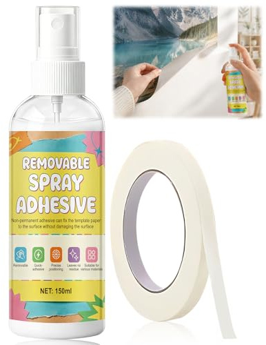 WEILAOK Ompositionerbart Spray-lim, Desivo Universal Spray Ompositionerbart lim Spray utan rester för tillfällig fastsättning lämplig för ytor som papper, tyg, metall och trä, 150 ml