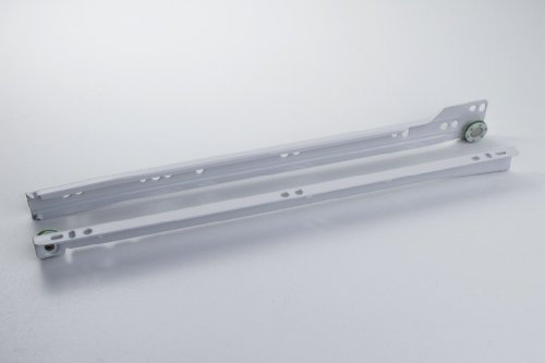1 Paar Rollschubführung Schubladenführung Schubladenauszug Teilauszug, Metall weiss, Belastbarkeit 25kg mit Selbsteinzug, Länge 350mm, aufliegende Montage