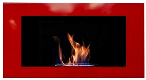 Bio Ethanol und Gelkamin - Wandkamin - Modell Roma Deluxe - Inklusive Edelstahl Brennkammer - Wählen Sie aus 5 Farben - Farbauswahl (Rot)