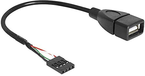 Delock Cable USB USB 2.0 post macho de 4 pines, USB-A hembra 20.00cm negro Certificado UL, 1 pieza