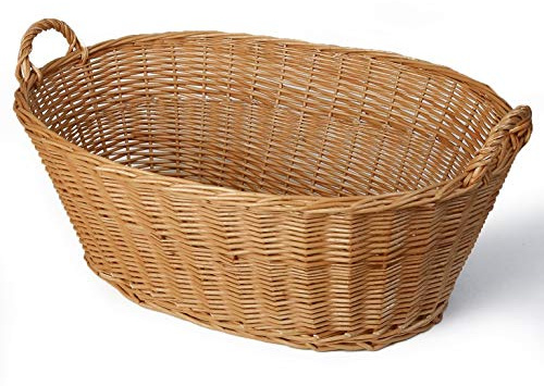 WEIDENPROFI Weidenkorb, Wäschekorb aus Weide, oval mit Henkel, (LxBxH) 63 x 42 x 22 cm, inkl. Henkel 27 cm hoch