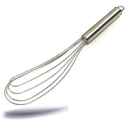 Kerafactum Fouet à Main Plat en Acier Inoxydable - Batteur en Mousse - Whisk 26 cm