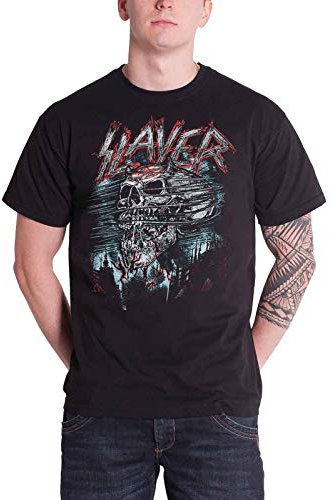 Slayer T Shirt Distressed Demon Storm Skeleton Band Logo offiziell Herren XXL