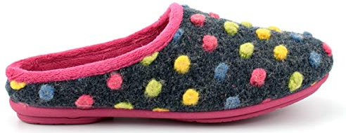 Sleepers Womens Amy Knitted Textile Memory Foam Mule Slippers Fuchsia/Multi