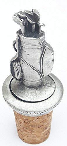 Golf Bag Handcrafted from English Pewter Bottle Stopper + Giftbag