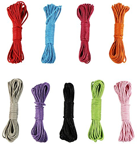 EDGEAM Cordon de Coton Ciré Pour la Fabrication de Bijoux Bracelet de Collier de Bricolage (1 MM, Multicolore)