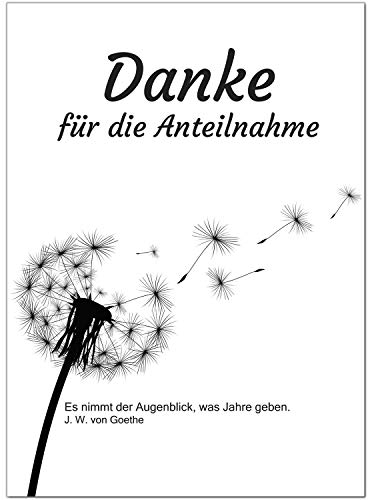 Trauer Danksagungskarten mit Umschlag | Motiv: Pusteblume, 10 Stück | Dankeskarten DIN A6 Set | Trauerkarten Danksagung Danke sagen