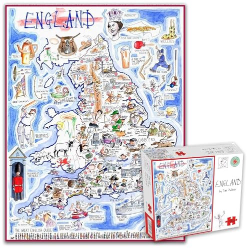 1000 Piece Jigsaw Puzzle - Comical Map Of England Artwork By Tim Bulmer - Comical 1000 Piece Puzzles For Adults Colorful Jigsaw Puzzle 66cm X 50cm Funny Jigsaw Puzzles