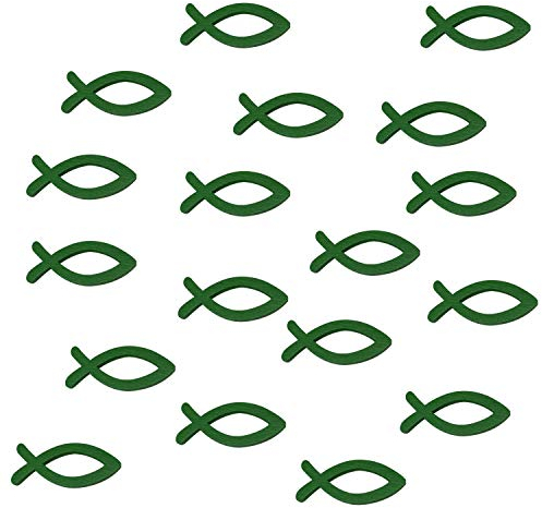Oblique Unique® 18 Holz Fische Streuartikel für Taufe Kommunion Konfirmation Streudeko Tischdeko Verzierung - Grün