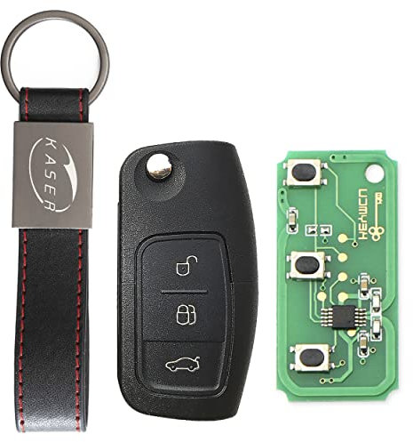 KASER Chiave Telecomando con Scheda Elettronica 3 Tasti compatibile per Ford Mondeo Focus Fiesta C Max S Max Galaxy (315MHz / 433MHz 4D60 40bits) Transponder con Portachiavi