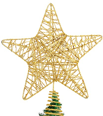 DERAYEE Weihnachtsbaum-Sternspitze, Dekoration, glitzernde Baumkrone, Weihnachtsbaumschmuck, saisonale Dekoration