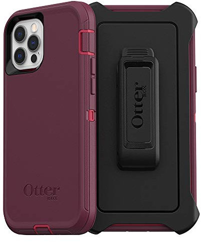 OtterBox Schutzhülle für iPhone 12 & iPhone 12 Pro Defender Series – Berry Potion (Raspberry Wine/Boysenberry), robust und langlebig, mit Portschutz, inklusive Holster-Clip-Ständer