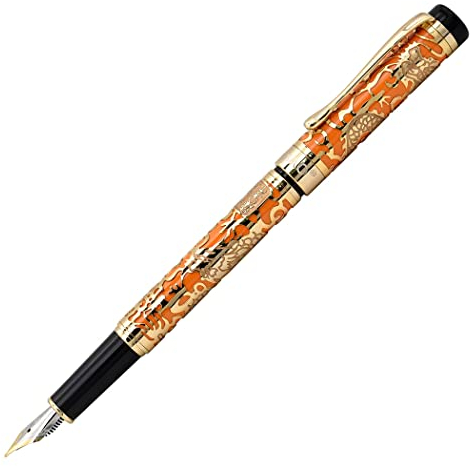zoohot Jinhao Füllfederhalter, feine Spitze, mit Konverter und Koffer (orange)