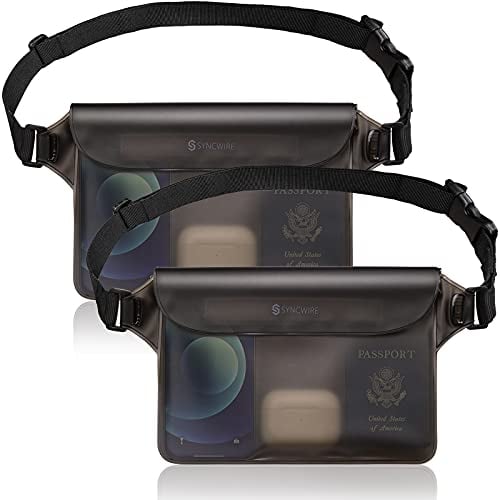 Syncwire wasserdichte Tasche für Handy – 2 Stück Smartphone-Tasche, wasserdicht, Hüfttasche, wasserdicht, Verstellbarer Gurt, für Strand, Schwimmen, Angeln, Kajak usw.