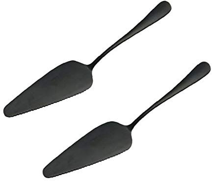 Tortenheber aus Edelstahl mit feiner Wellenschliffkante für Hochzeit, Jahrestag, Party, Schwarz, 2 Stück Küchenzubehör