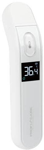 ProfiCare PC-FT 3095 Stirnthermometer, Fieberthermometer, Infrarot-Thermometer für Babys, Kinder und Erwachsene, 3-Farben-LCD-Fieberampel, hoher Mess-Bereich, weiß