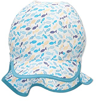 Sterntaler Jungen Schirmmütze mit Nackenschutz Fischlis Sonnenhut, Weiss, 51