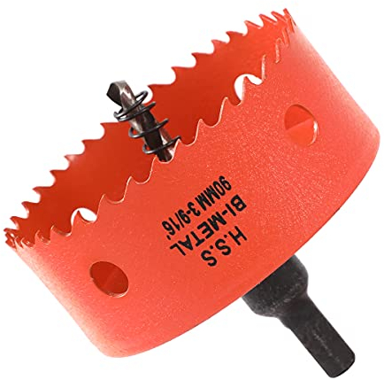 Dribotway Bi-Metall Lochsäge 3-9/16 90mm,M42 HSS Schneller Lochschneider,mit 1 Schaft und 1 Bohrer,Für Trockenbaumaterialien, Holz, Kunststoffe und Metalle, Schnitttiefe