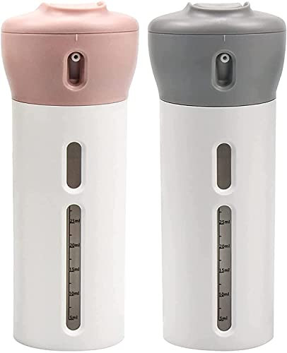 4 in 1 Travel Dispenser Bottle - 2Pcs Travel Bottles for Shampoo and Conditioner Refillable Travel Size Bottles Set