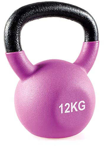 Bestfor 12kg Cast Iron Neoprene Coated Kettlebells, Ideal for Home Gym Exercise Training Weights for Fitness and Strength, Easy Grip Kettlebell Anti Roll Design 12 kg Weight.