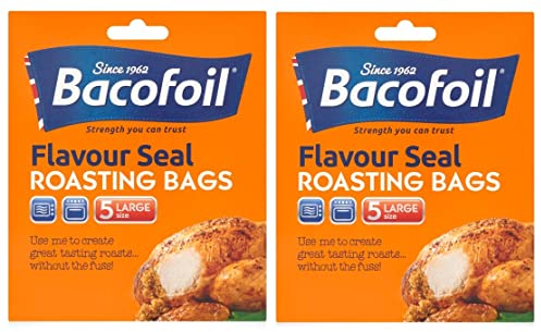 12 x Roasting Bags Flavour Seal, Juicy Roasts, no fuss, Suitable for Ovens and Microwaves Cooking, Roasting Chicken, Meat, Fish, Turkey & Vegetables - Large Oven Bags with Ties – 35 cm x 43 cm