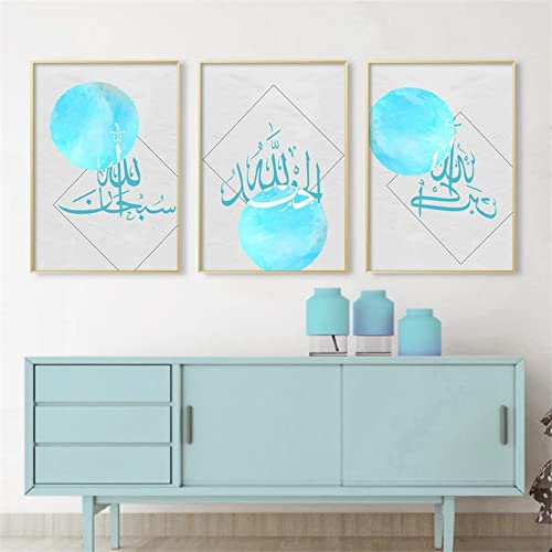 5D Diamant Malerei Kit, 3 Stück 5D Diamant Painting Bilder Diamond Painting Nordische Blaue Geometrie Islamisch 80x100cm DIY Diamond Painting Set,Diamant Gemälde,Voller Stickerei Wanddekoration