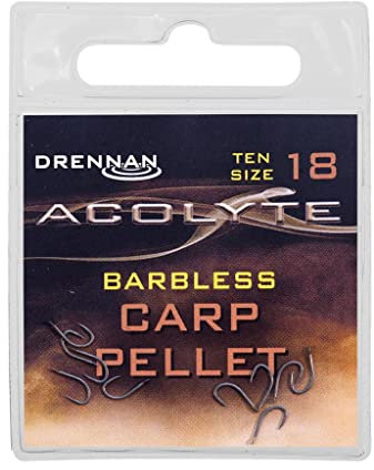 Drennan Acolyte PTFE Coated Spade End Barbless Carp Pellet Hooks: 10