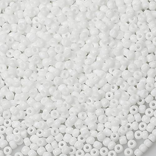 Bala&Fillic Perles de rocaille de 3mm blanche couleur,3600pcs/100Grammes,8/0 perles de verre pour la fabrication de bracelets,colliers et boucles d'oreilles (Blanc)
