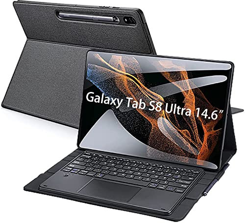 Cubierta Teclado Táctil Para Samsung Galaxy Tab S10 Ultra 2024/ S9 Ultra 2023/Tab S8 2022 14,6 Pulgadas, Teclado Español Ñ Con Panel Táctil Inalámbrico Desmontable & Soporte Para Bolígrafo S