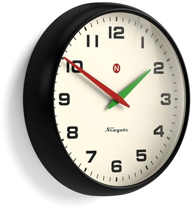 NEWGATE® Superstore Wanduhr | Große Retro-metalluhr | 40cm | Schwarz | Konvexe glaslinse | Designerstück für küche, Wohnzimmer oder büro
