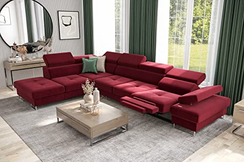 Ecksofa mit Schlaffunktion und Container | Verstellbaren Kopfstützen | Wohnzimmermöbel | Galaxy Relax 225x350