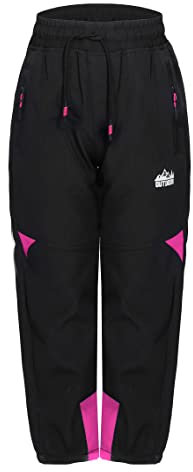 ZARMEXX Kinder Softshell Thermohose Jungen Mädchen Outdoor Trekking Herbst Winter Schneehose Ski Wanderhose (SF-1984 schwarz, 140)