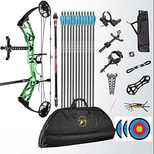 HNZMDY Bogenschießen Compound Bogen und Pfeil Kit 19-70Lbs Wettkampf Sport Jagdbogen 19-30 Auszugslänge 320fps Speed Compoundbögen mit Allem Zubehör für Erwachsene und Jugendliche