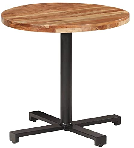 INLIFE Bistrotisch Rund Ø80x75 cm Akazie Massivholz,Braun,18.55KG