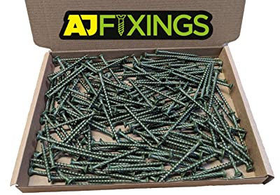 AJ Fixings - Box 200 Quality Decking Screws - Pozi Green Exterior Coating (70mm)