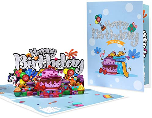 Magic Ants Pop Up Geburtstagskarte, 3D Geburtstags Popup Karten, Pop Up Geburtstagskarten für Frauen und Männer (Panda Kuchen)
