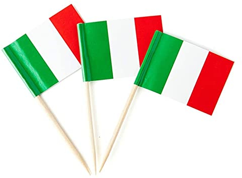 Italien Cocktail Stick Flaggen 100 Stück dekorative Zahnstocher, Cocktail Stick Flaggen, Zahnstocher Flagge für Sandwich Lebensmittel Cupcake Toppers für Obst Nationalfeiertag, Cupcake
