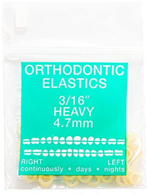 JMU Orthodontic Elastics 3/16 Heavy, 100 Pack Orthodontic Rubber Bands, Intraoral Elastic Bands Latex Dental Rubber Bands Made in USA