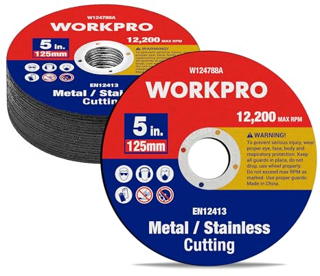 WORKPRO Dischi da Taglio, 20 Pezzi Dischi da Taglio in Metallo e Acciaio Inossidabile, 125 MM x 1,2 MM x 22 MM, per Smerigliatrici Angolari