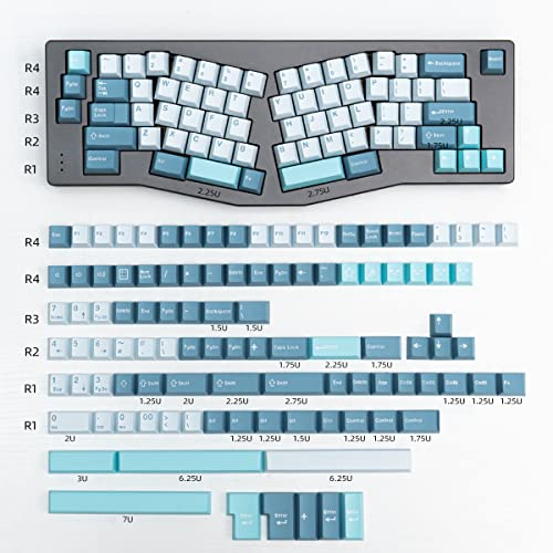 Shoko Keycaps 173 teclas Cherry Profile Doubleshot Blue Keycaps Full Set Custom Keycaps ISO ANSI para 60% 65% 70% 75% Cherry MX Gateron Kailh Switches mecánicos