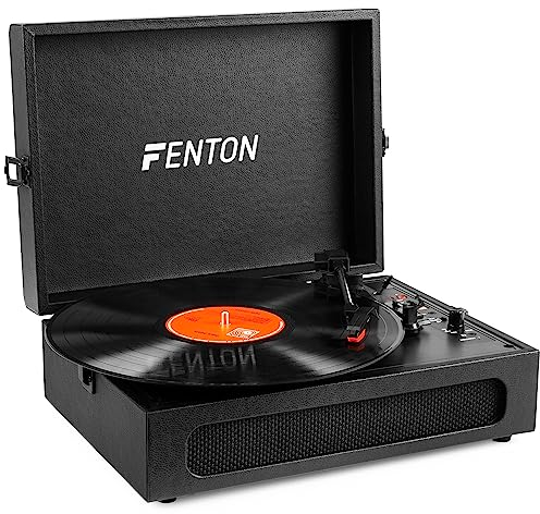 Fenton RP118 Blue Record Player Briefcase with Built-in Speakers, Bluetooth Turntable, 3-Speed Vinyl Player for 33, 45, 78 RPM Records, Portable Retro Design, Vinyl-to-Digital Conversion, RCA Output