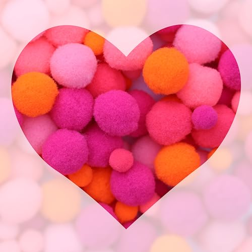 Lulubug Pompons zum Basteln, 500 Stück | 1cm & 2cm, Filzoptik | Hochwertige Farben, verschließbarer Zipper | Bälle zum Basteln für Kinder und Erwachsene, DIY, Nähen | Neon