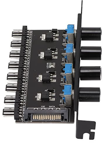 Bewinner PC 8 Kanal Lüfter Hub, 4 Poliger PC Lüfter Hub, 4 Lüfterdrehzahlregler für CPU Gehäuse, HDD, VGA, PWM Lüfter, PCI Halterung, 12 V Lüftersteuerung,