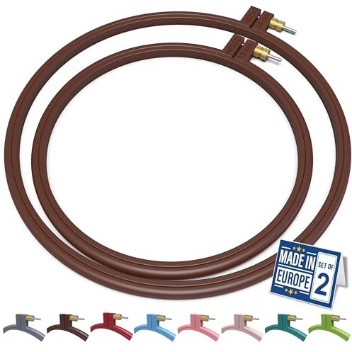 Maker Susan Plastic Embroidery Hoop, Hello Series Cross Stitch Hoops for Beginners, Punch Needle Hoop, Embroidery Frames for Sewing, Needlework, Embroidery Projects (Brown, 2 Pcs Set)