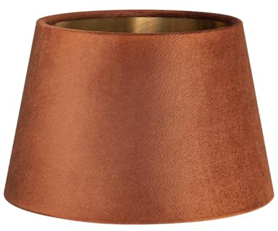 Home Sweet Home Samtlampenschirm VELVET, braun + gold | 20 cm große trommelförmige E27-Lampenschirme | Kann mit Tischlampen verwendet werden | Geeignet für Wohnzimmer, Esszimmer