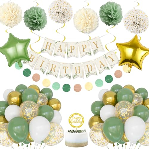 Palloncini verdi decorazioni di compleanno,palloncini verde avocado con ghirlanda di buon compleanno,decorazioni per baby shower ragazzo,kit fiocco palloncini verde salvia,decorazioni per nozze
